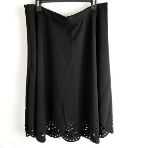 Emery Rose Womens Black Laser Cut Skirt A-Line 3XL Whimsigoth Emo Cottage Core